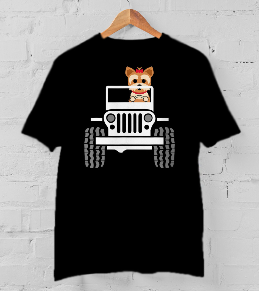 Yorkie Terrier Driving Jeep Adventure T-Shirt