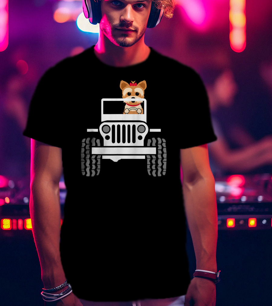 Yorkie Terrier Driving Jeep Adventure T-Shirt