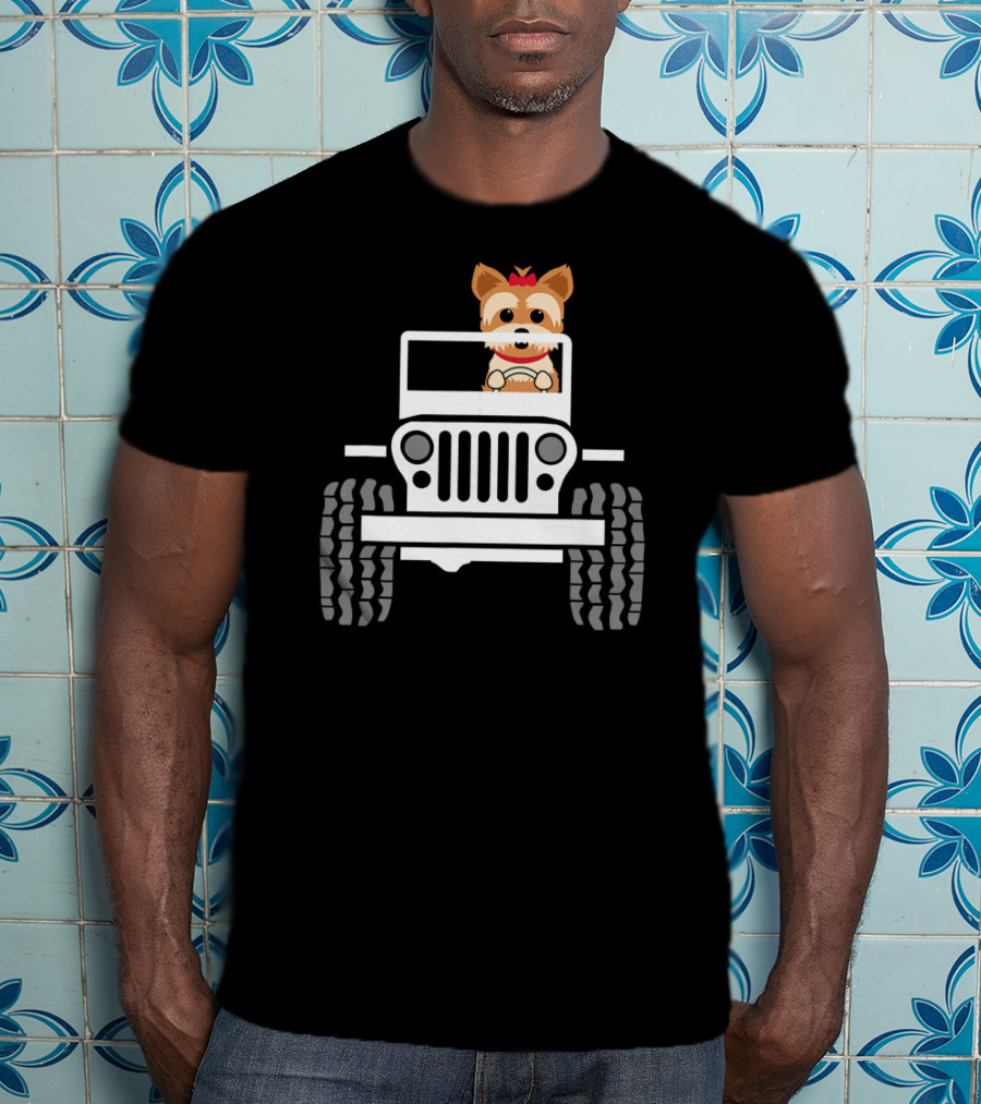 Yorkie Terrier Driving Jeep Adventure T-Shirt