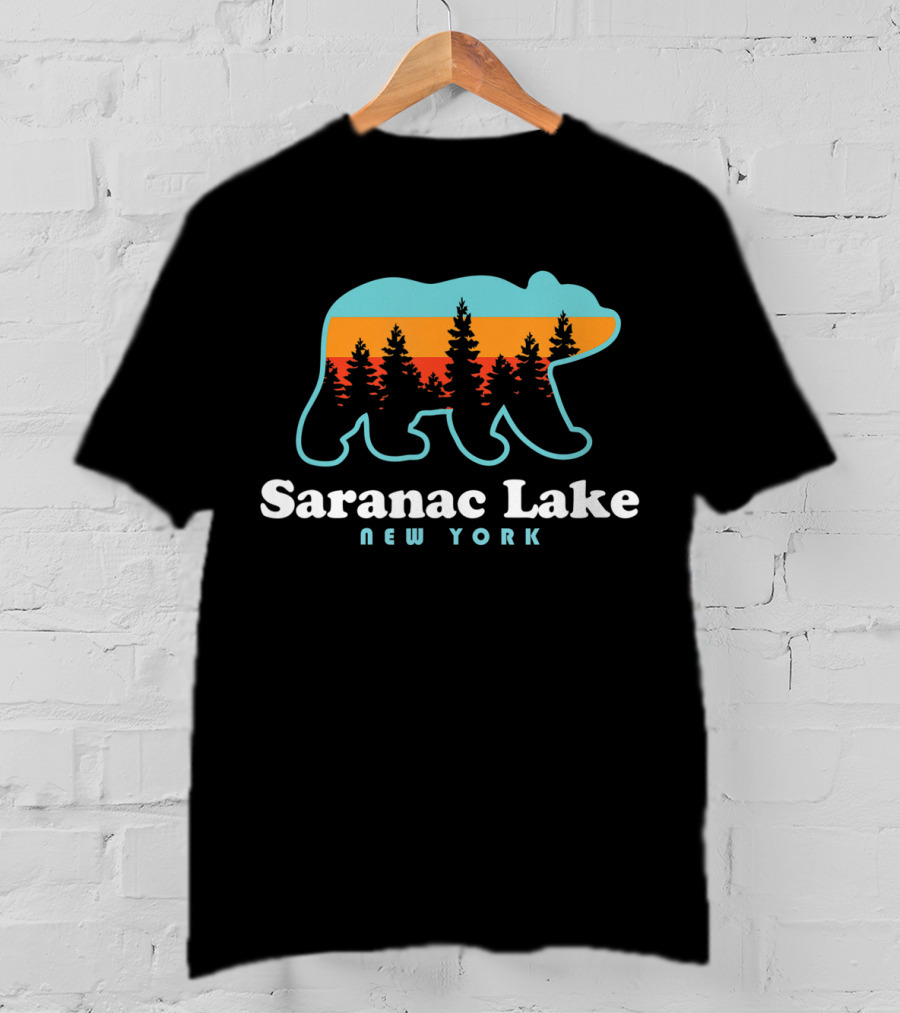 Saranac Lake New York Adirondacks Bear Forest Sunset T-Shirt