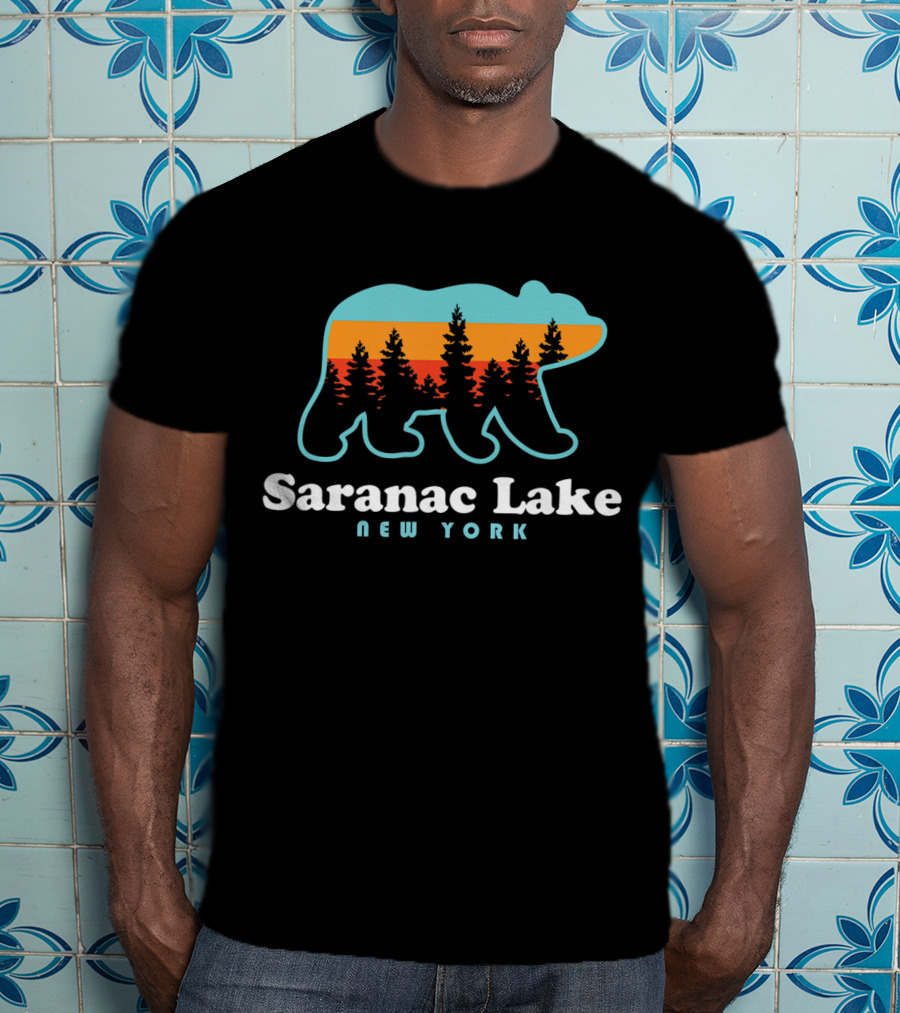 Saranac Lake New York Adirondacks Bear Forest Sunset T-Shirt