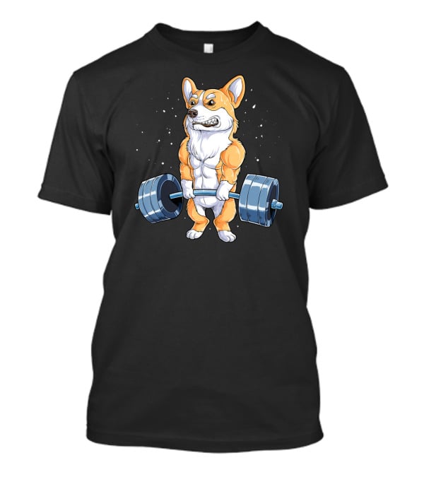 Corgi Weightlifting Deadlift Fitness Muscle Dog Lifting Barbell T-Shirt