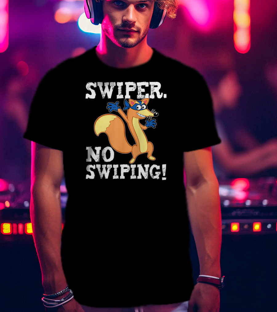 Swiper No Swiping Funny Fox Animated Character Warning T-Shirt