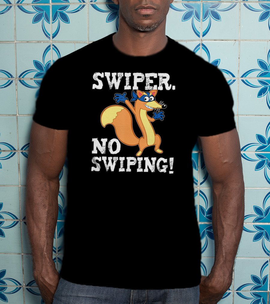 Swiper No Swiping Funny Fox Animated Character Warning T-Shirt