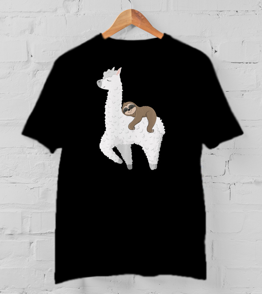 Sloth Best Friends Riding Llama Alpaca T-Shirt
