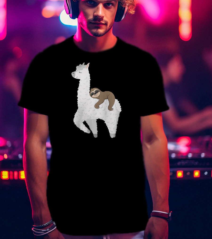 Sloth Best Friends Riding Llama Alpaca T-Shirt