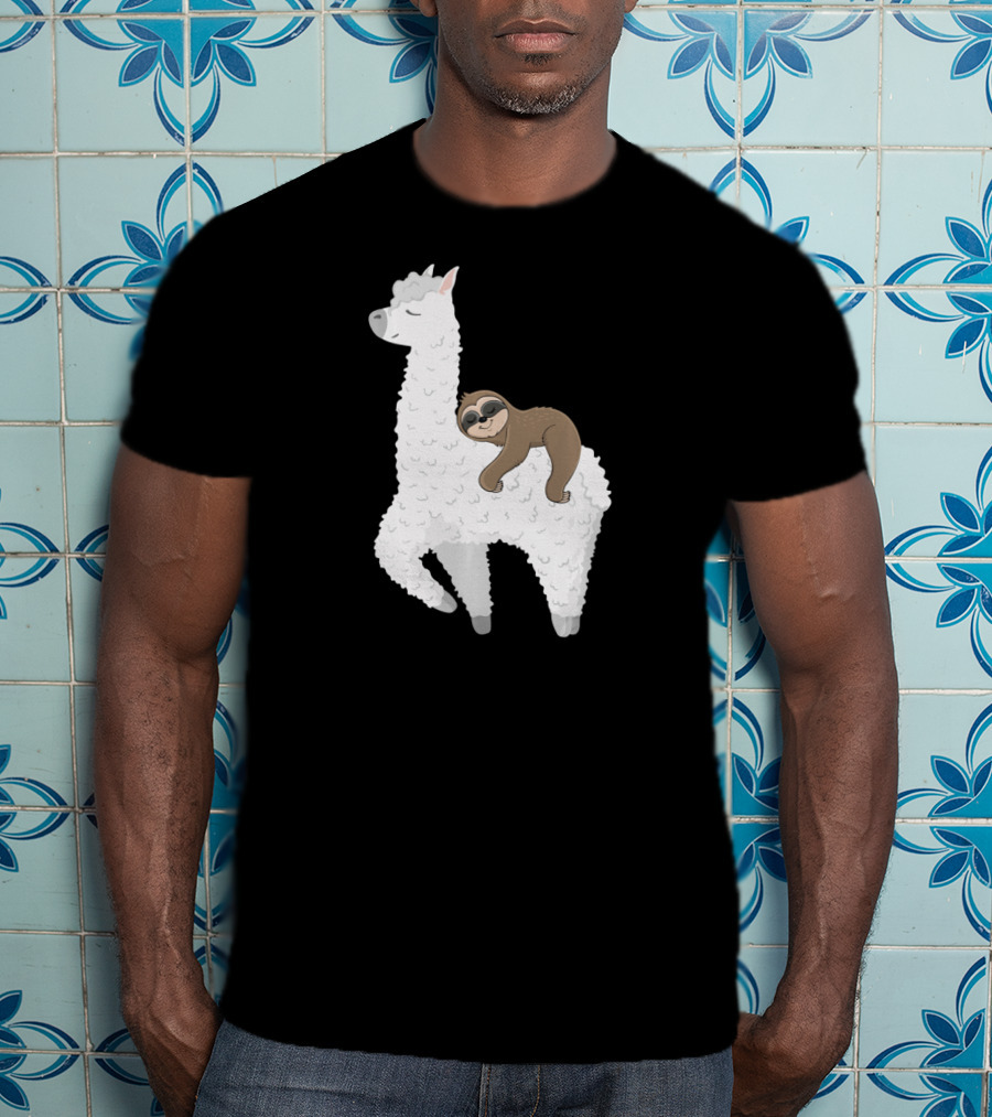 Sloth Best Friends Riding Llama Alpaca T-Shirt