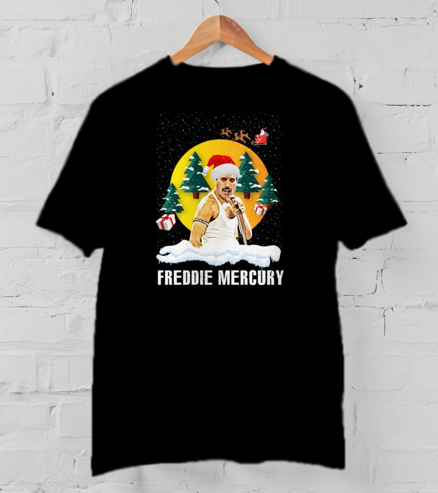 Freddie Mercurys Love Christmas Santa Hat Trees Gifts T-Shirt