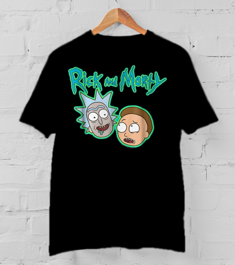 Rick And Morty Heads And Logo Iconic Characters Text T-Shirt
