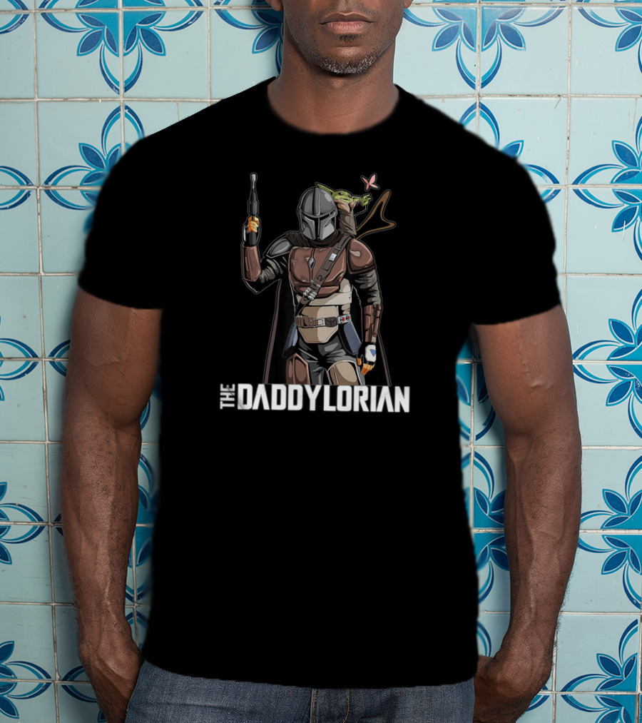 The Daddylorian Daddy Mandalorian Star Wars Parody With Baby Alien Companion T-Shirt