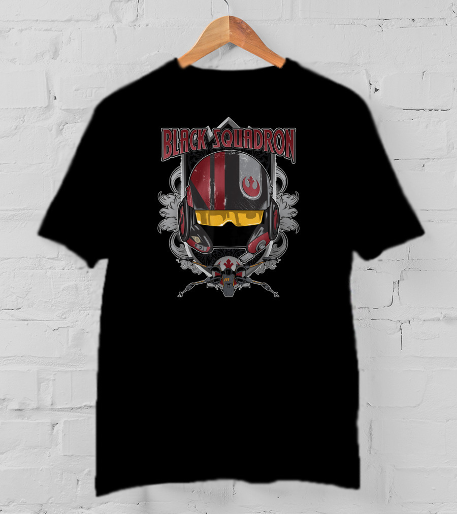 Black Squadron Star Wars Helmet And X Wing T-Shirt