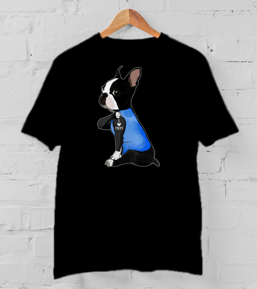 I Love Mom Boston Terrier Tattoo Gifts T-Shirt
