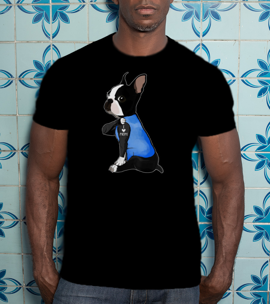 I Love Mom Boston Terrier Tattoo Gifts T-Shirt