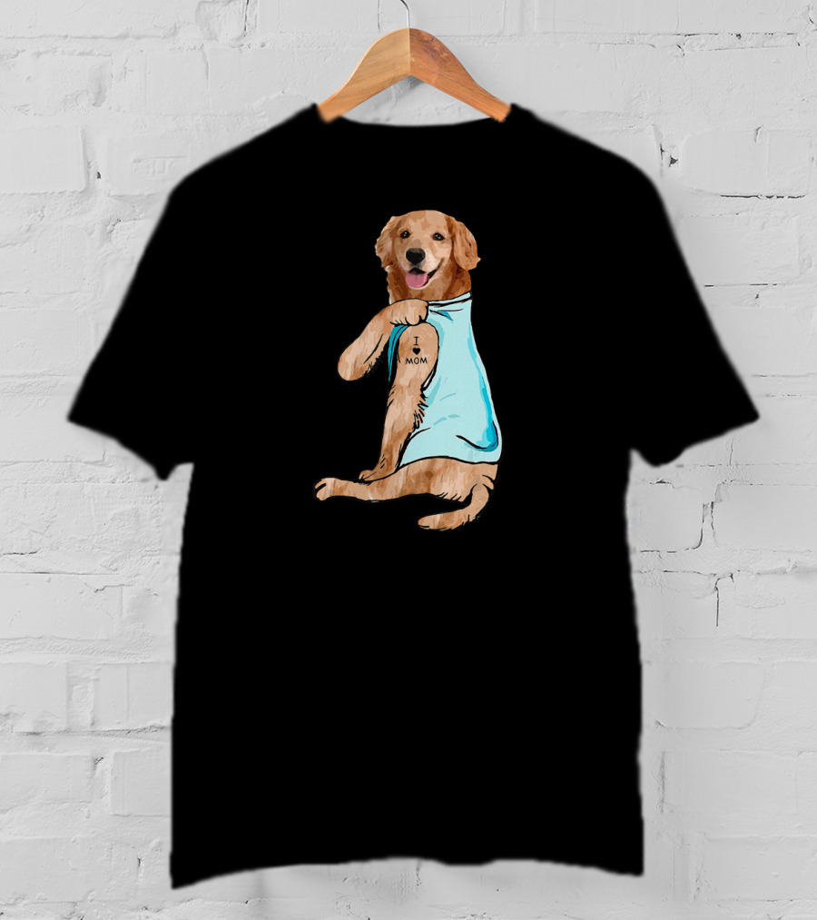 Golden Retriever I Love Mom Tattoo T-Shirt