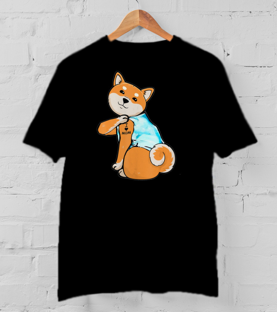 Shiba Tattoos I Love Mom T-Shirt