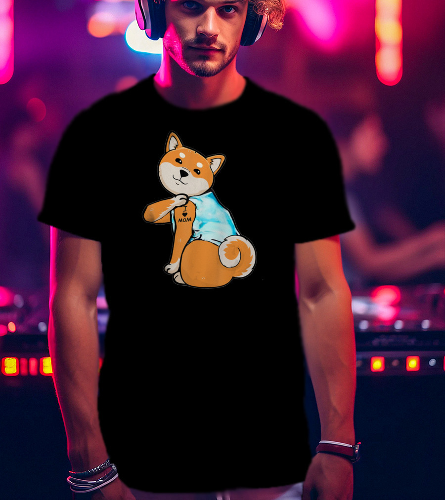 Shiba Tattoos I Love Mom T-Shirt