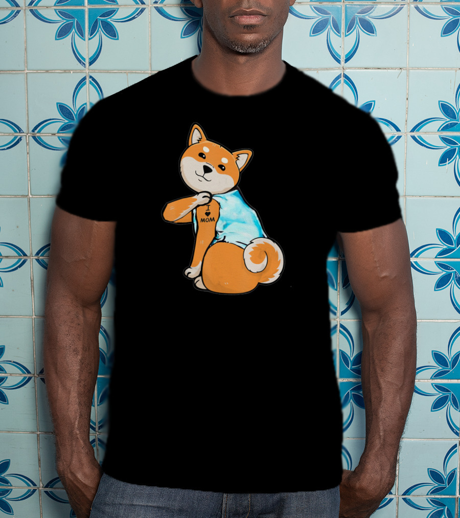 Shiba Tattoos I Love Mom T-Shirt