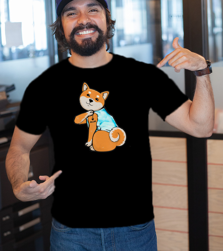 Shiba Tattoos I Love Mom T-Shirt