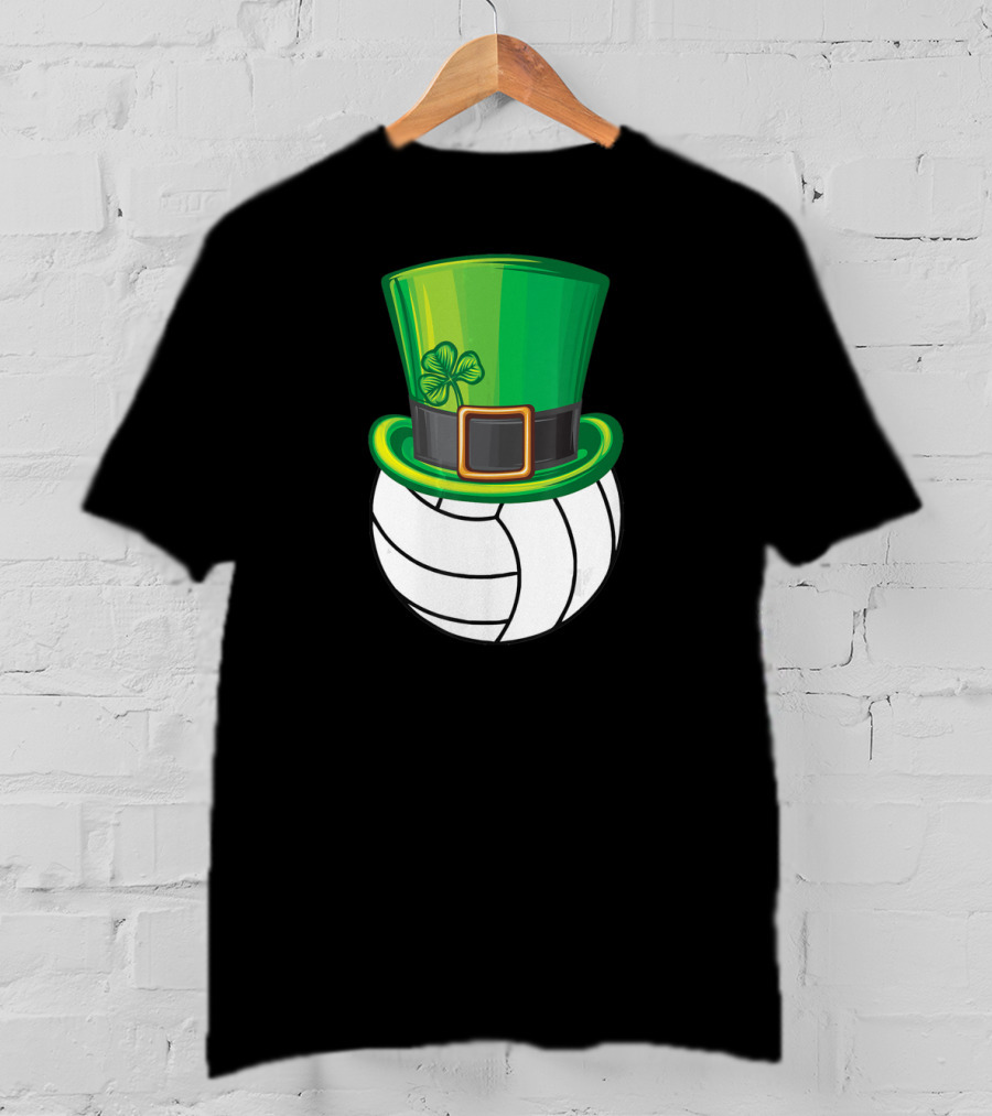 Volleyball Patrick's Day Clover Hat Volley Player T-Shirt