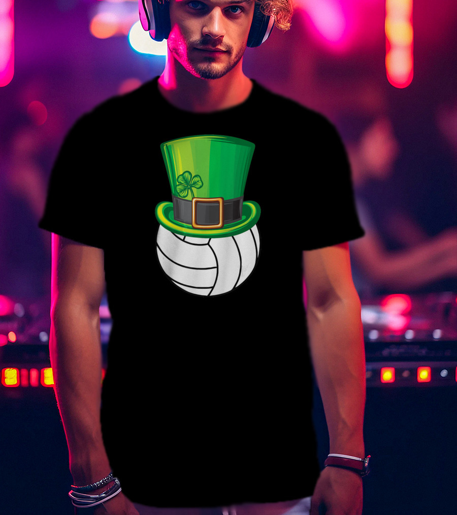 Volleyball Patrick's Day Clover Hat Volley Player T-Shirt