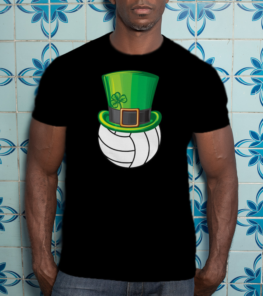 Volleyball Patrick's Day Clover Hat Volley Player T-Shirt