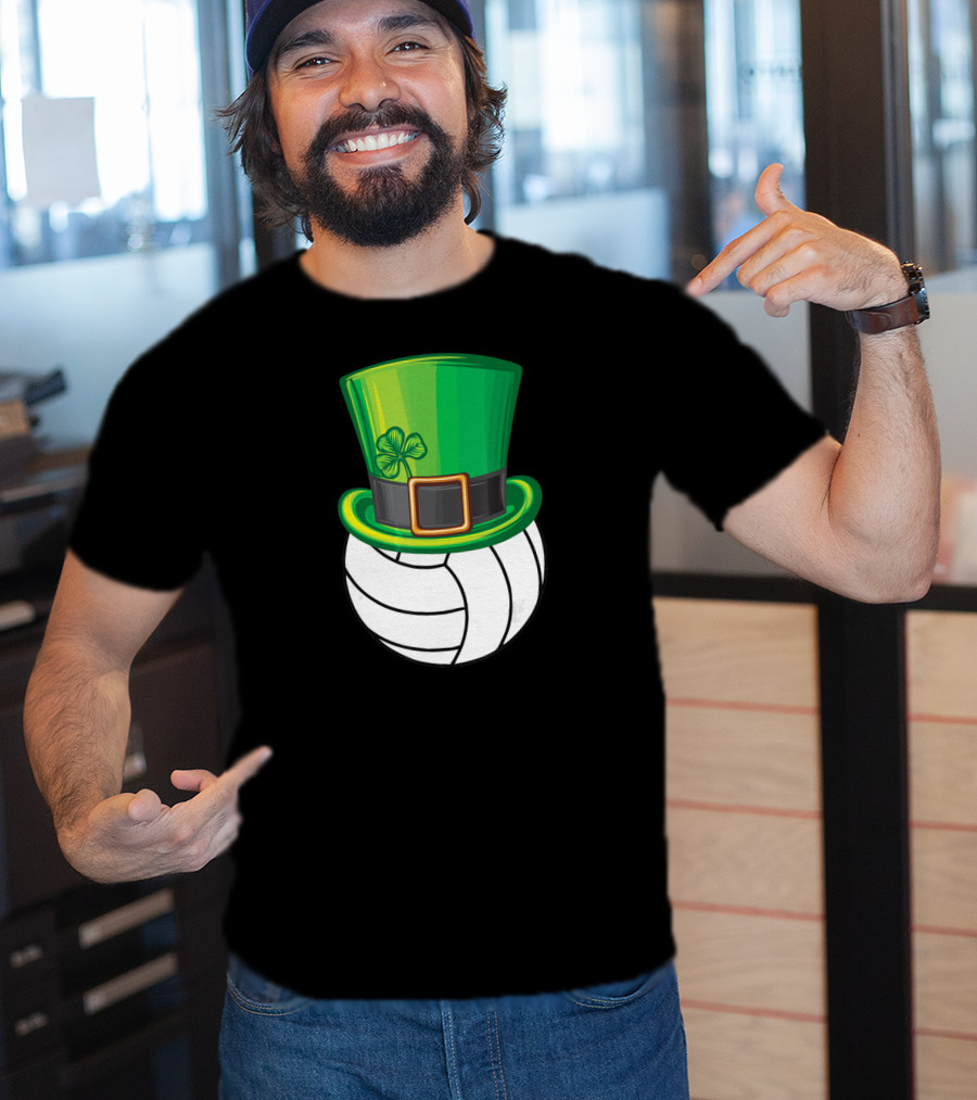 Volleyball Patrick's Day Clover Hat Volley Player T-Shirt
