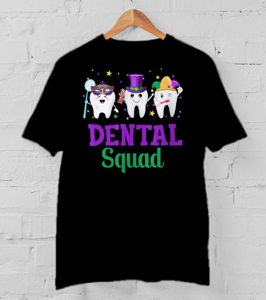 Dental Squad Tooth Assistant Mardi Gras T-Shirt