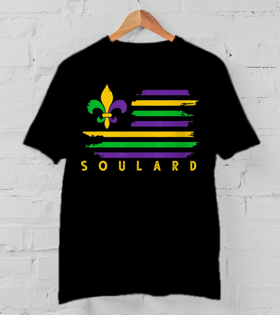 Soulard Fleur-de-Lis Mardi Gras Flag Stripes T-Shirt
