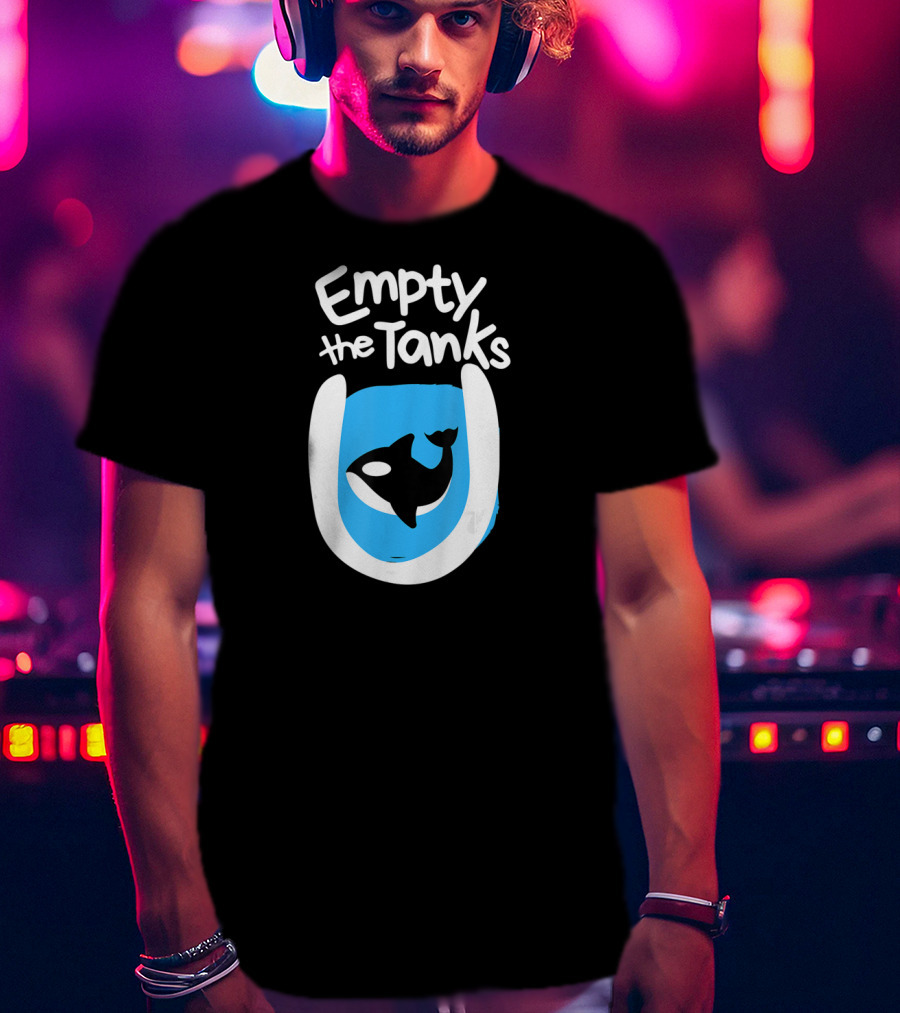 Empty The Tanks Killer Whale Orca Inside Blue Tank Image T-Shirt