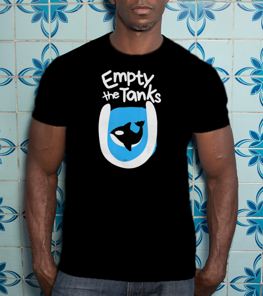Empty The Tanks Killer Whale Orca Inside Blue Tank Image T-Shirt