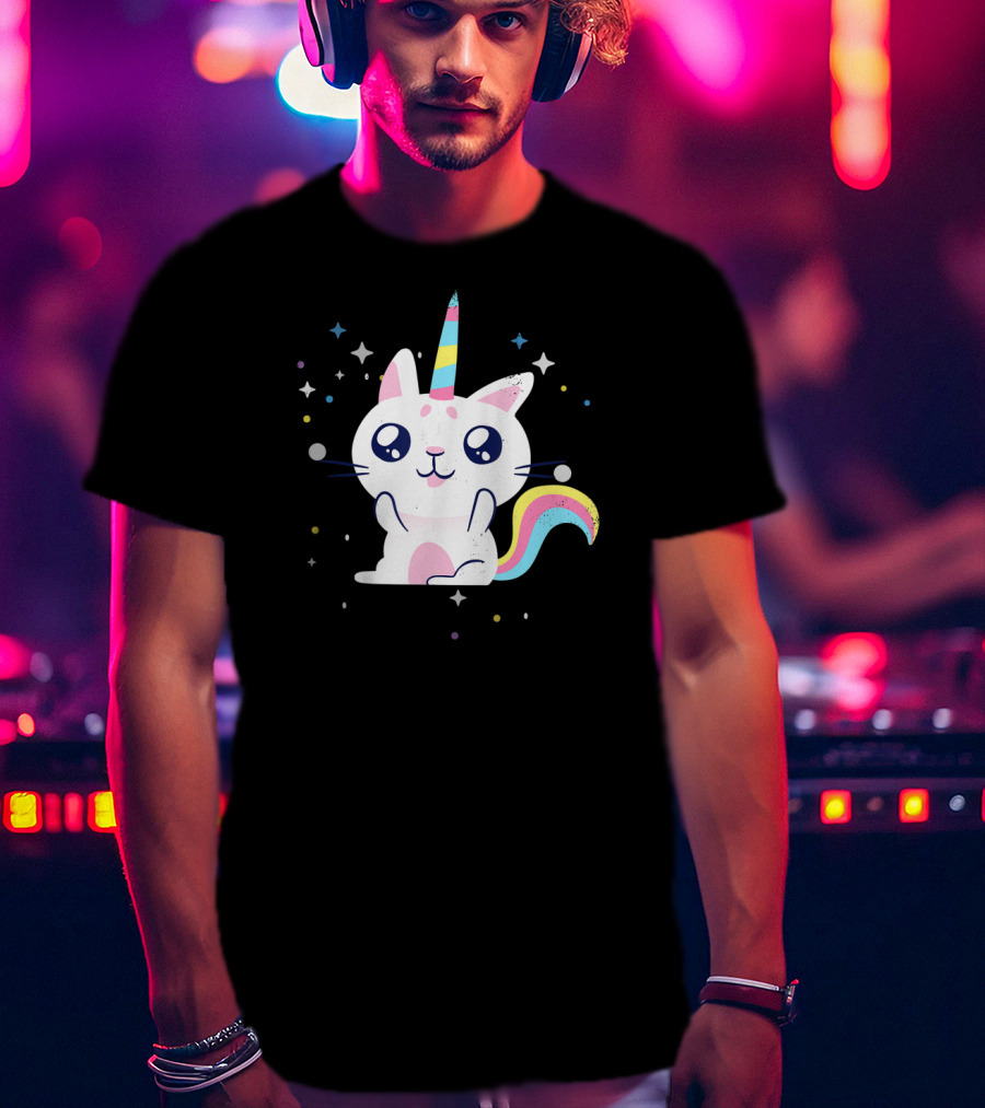 Caticorn Lover Rainbow Unicorn Cat T-Shirt