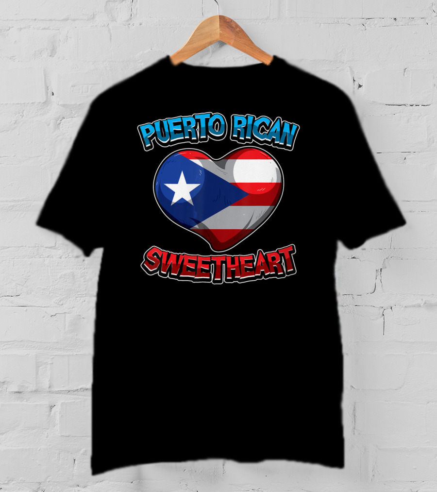 Puerto Rican Sweetheart Heart-Shaped Flag T-Shirt