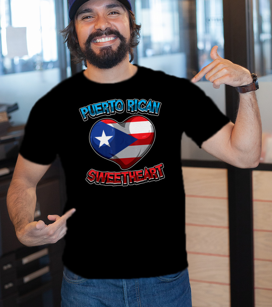 Puerto Rican Sweetheart Heart-Shaped Flag T-Shirt