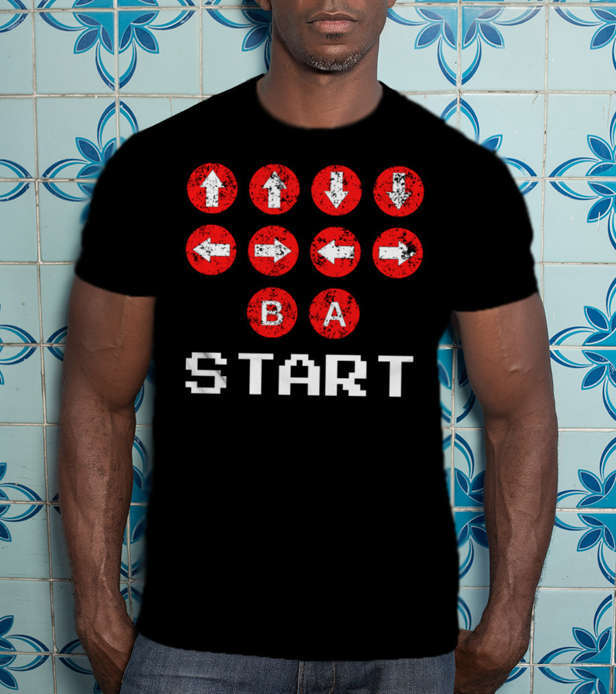 Konami Code Vintage Gaming Up Up Down Down Left Right B A Start T-Shirt
