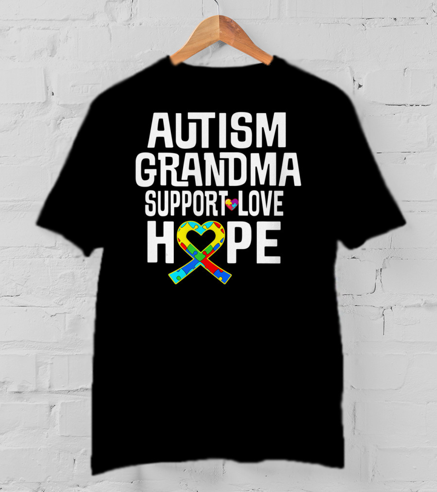 Autism Grandma Support Love Hope Heart Puzzle T-Shirt