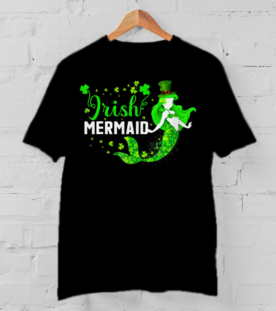 Irish Mermaid St Patrick Day Clover Hat T-Shirt