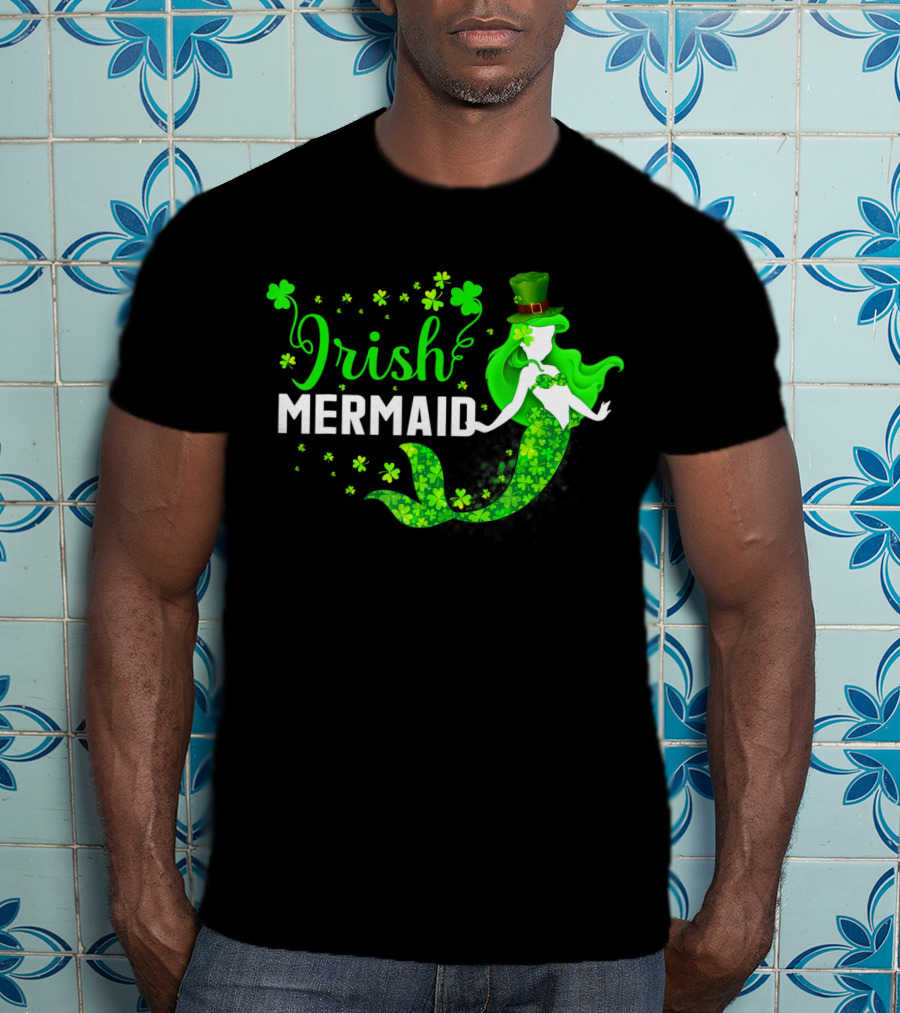 Irish Mermaid St Patrick Day Clover Hat T-Shirt