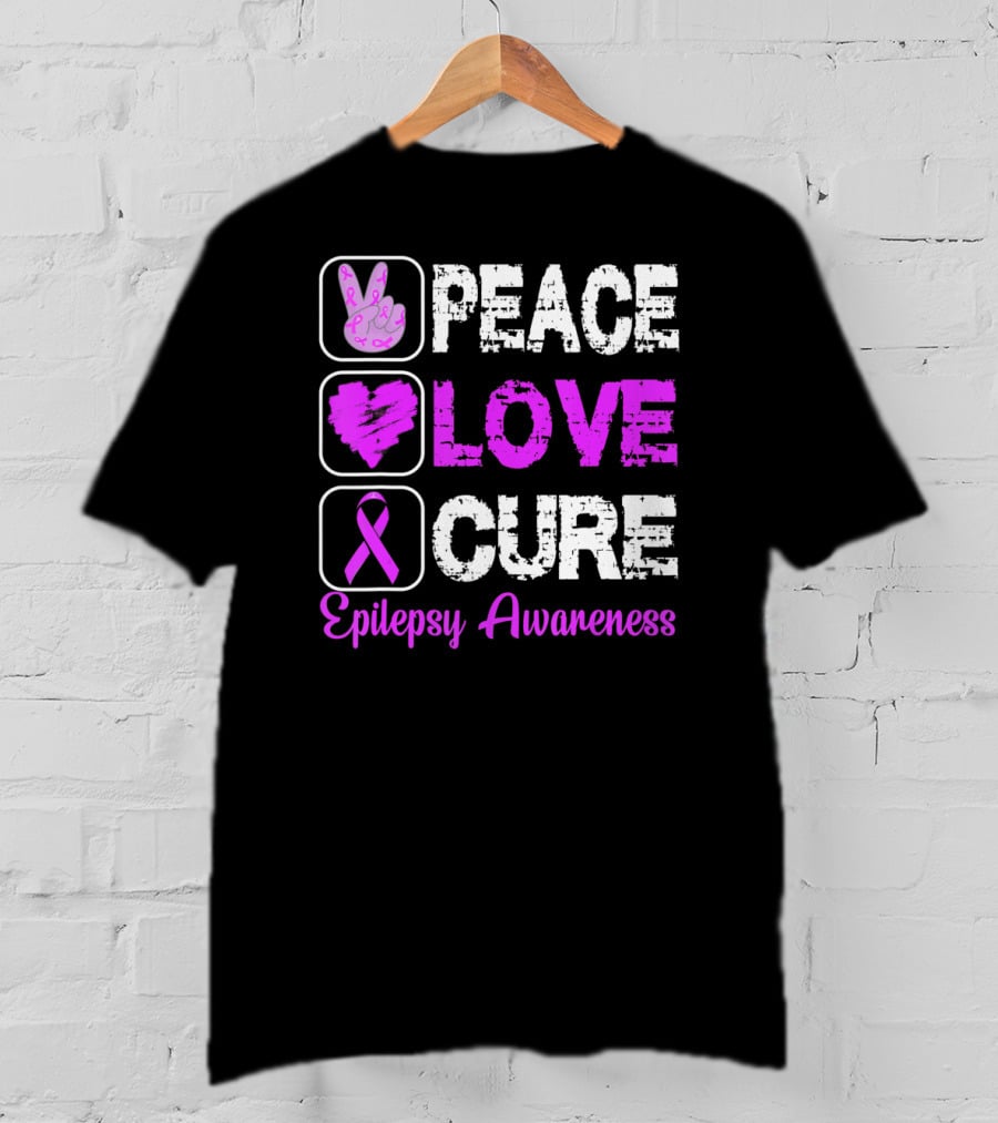 Peace Love Cure Epilepsy Awareness T-Shirt