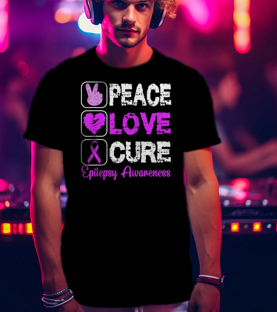 Peace Love Cure Epilepsy Awareness T-Shirt