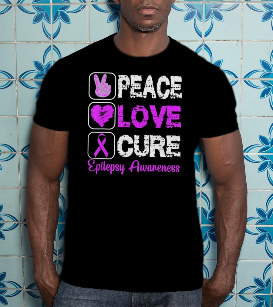 Peace Love Cure Epilepsy Awareness T-Shirt