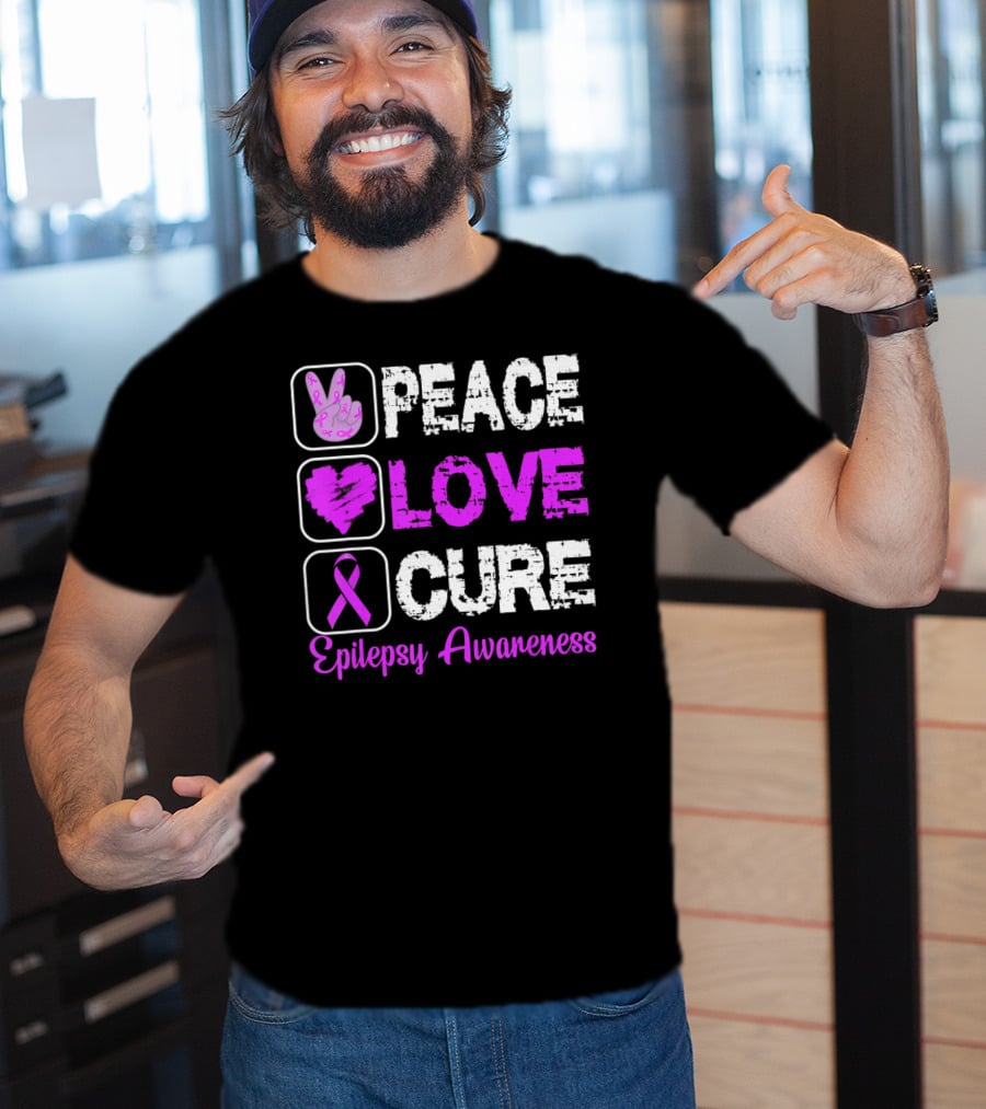 Peace Love Cure Epilepsy Awareness T-Shirt
