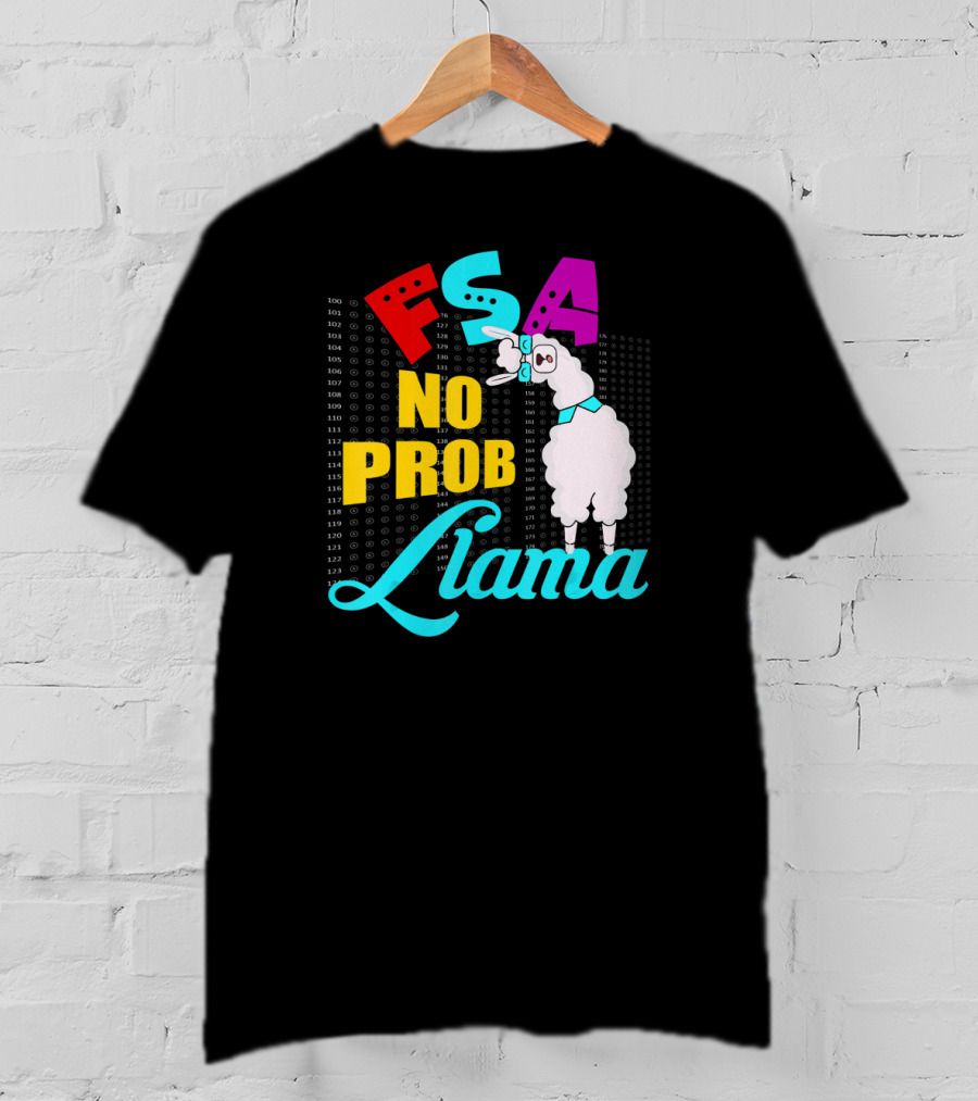 FSA No Prob Llama Teacher Bubble Sheet Fun T-Shirt