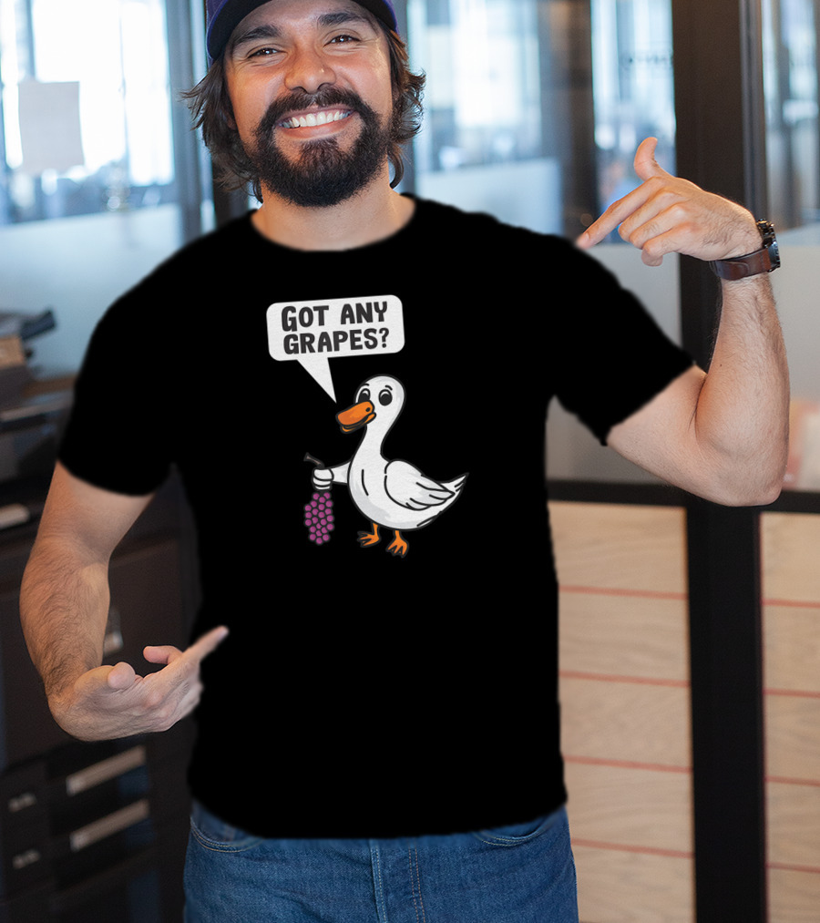 Duck Holding Grapes Asking Got Any Grapes? T-Shirt