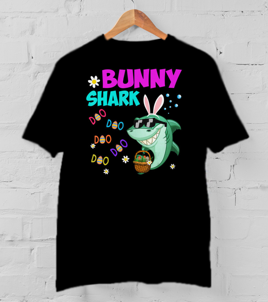 Bunny Shark Doo Easter Toddler Bunny Shark Sunglasses Basket T-Shirt