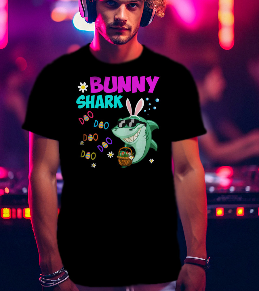 Bunny Shark Doo Easter Toddler Bunny Shark Sunglasses Basket T-Shirt