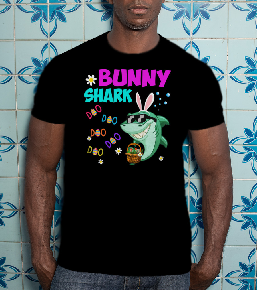 Bunny Shark Doo Easter Toddler Bunny Shark Sunglasses Basket T-Shirt