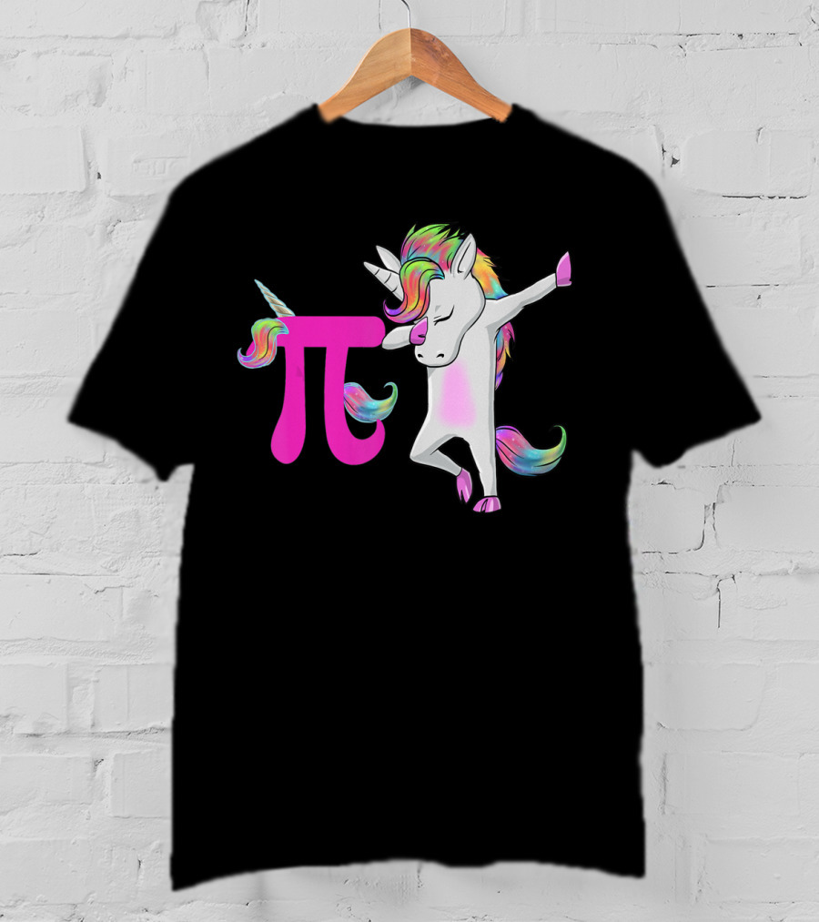 Happy Pi Day Unicorn Dabbing Math Rainbow Magic T-Shirt
