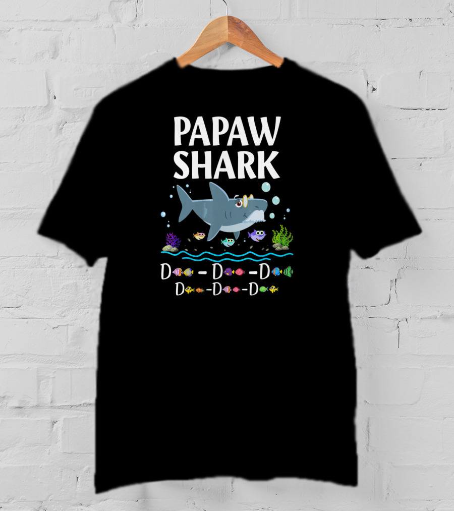 Papaw Shark D-D-D-D Daddy Grandpa Shark Family Fun T-Shirt