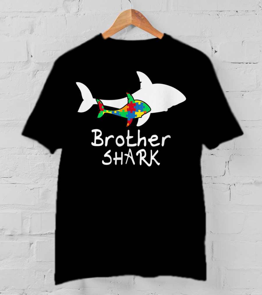 Brother Shark Autism Puzzle Piece Colors T-Shirt