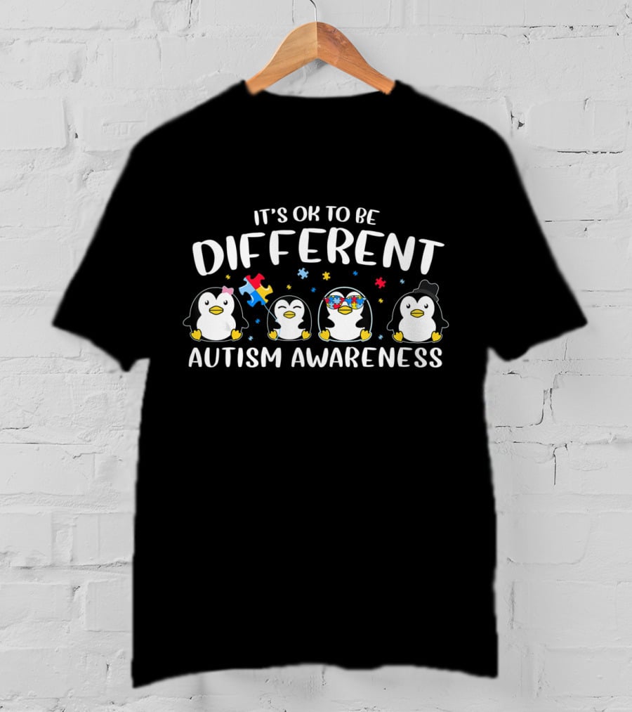 It's OK To Be Different Penguin Autism Awareness T-Shirt